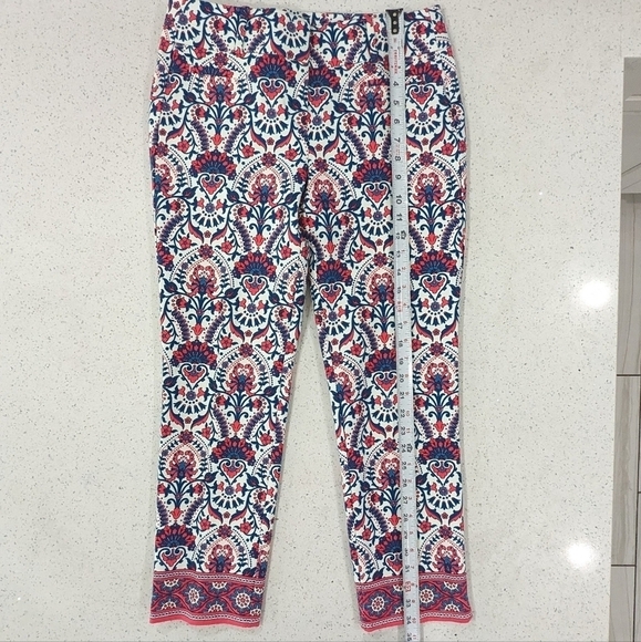 NWOT LOFT By Ann Taylor Marisa Riviera Pants Tile Print Pink Blue Crop Slim 0 - Picture 6 of 14